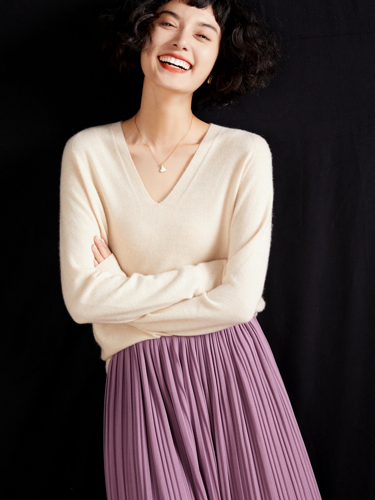 Resin Vat - Kaschmir-Pullover mit V-Ausschnitt für Damen, Herbst-Winter-Mode,