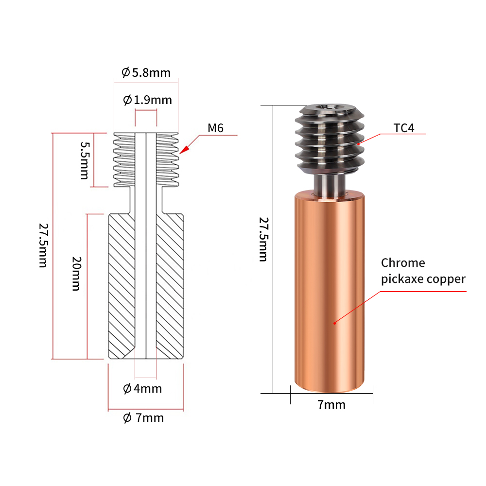 Bimetall CR10 Heatbreak Titanl – Btt Skr Mini Bewertung und Preis