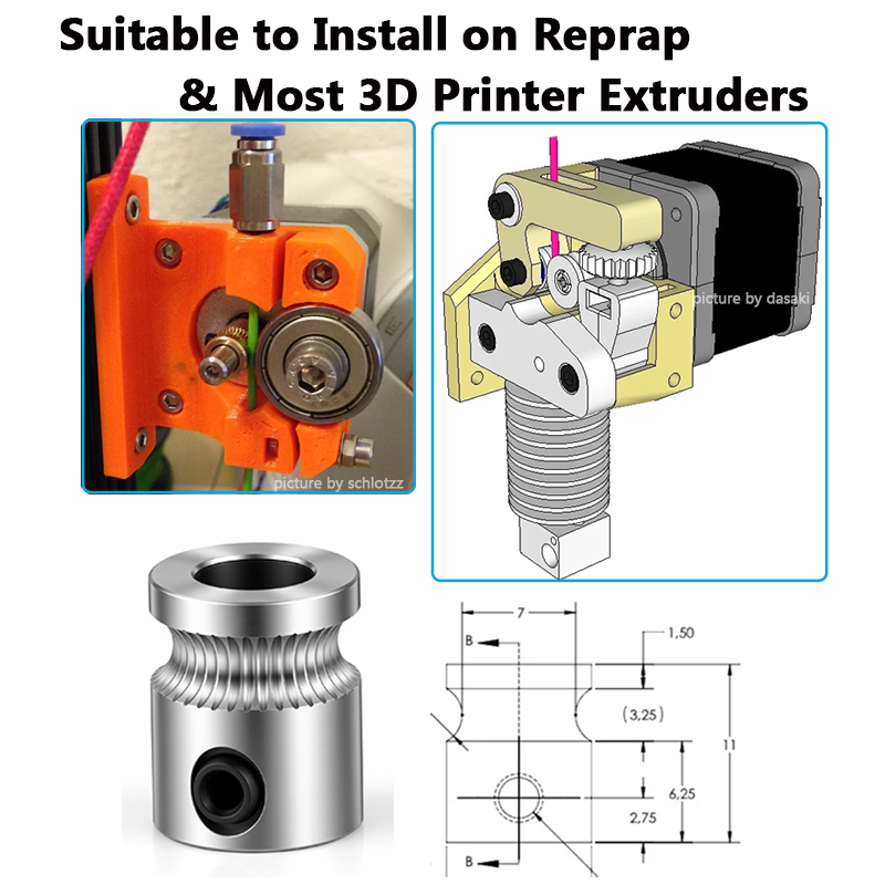 1PC MK8 Drive Getriebe für 1,7 – Direct Drive Extruder Bewertung und Preis