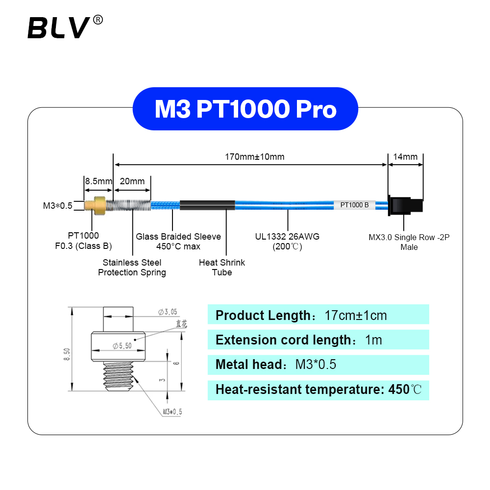 BLV ®   PT1000 Thermistor M3 M – Hotend Assembly Bewertung und Preis