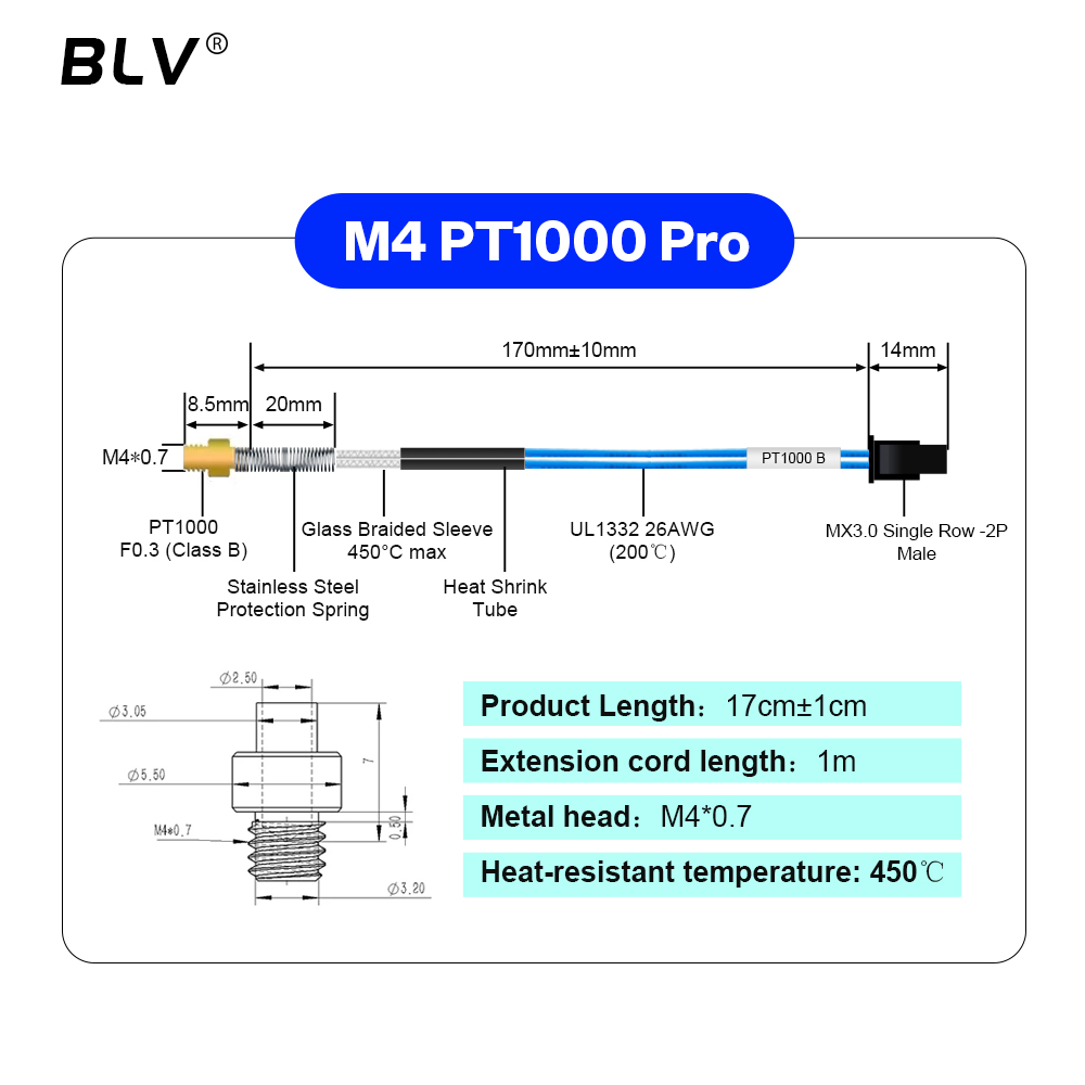 BLV ®   PT1000 Thermistor M3 M – Hotend Assembly Bewertung und Preis